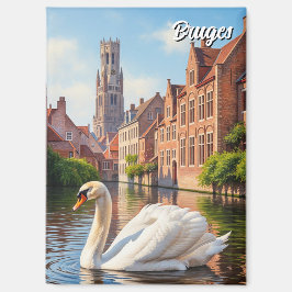 Schwan in Brügge Belgien Reise Souvenir Magnet
