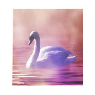 Schwan in bunten Mondlicht Notizblock