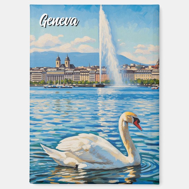 Schwan in Genf Schweiz Reise  Magnet (Vorderseite)