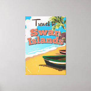 Schwan-Inseln Vintage-Reiseposter. Leinwanddruck
