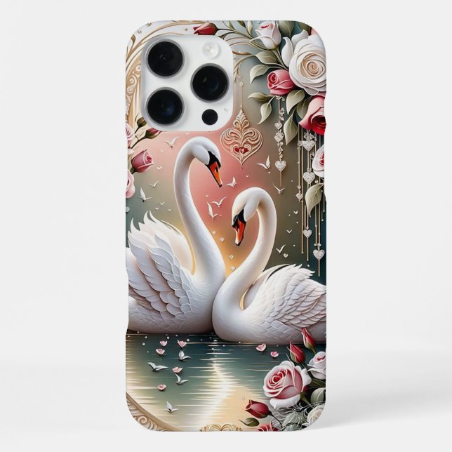 Schwan Liebe iPhone 16 Pro Max Hülle (Rückseite)