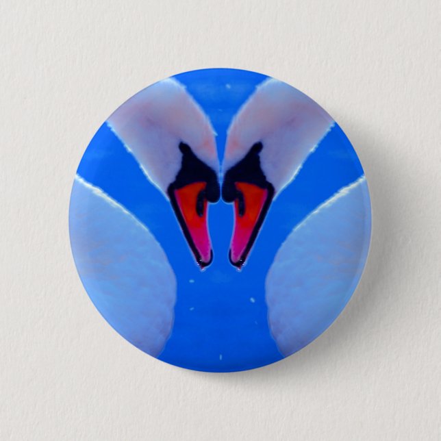 Schwan-Liebe, romantisches Herz-geformte Hälse Button (Vorderseite)
