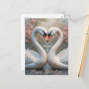 Schwan Liebes Valentinstag Elegant Romantischer Vo Feiertagspostkarte