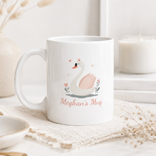 Schwan mit Namen in Floral-Design Kaffeetasse