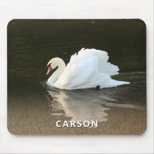 Schwan mit Spiegelung auf Wasser-Mauspad Mousepad