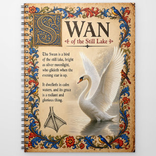 Schwan, mittelalterliche Bestiarien-Kunst Notizblock