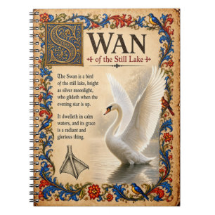 Schwan, mittelalterliche Bestiarien-Kunst Notizblock