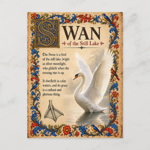 Schwan, mittelalterliche Bestiarien-Kunst Postkarte