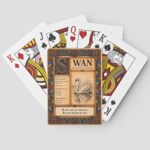 Schwan, mittelalterliche Bestiarien-Kunst Spielkarten