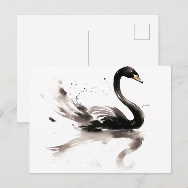 Schwan Postkarte (Vorne/Hinten)