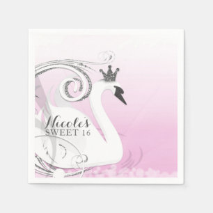 Schwan Prinzessin Silber Weiß Rosa Babyparty Gesch Serviette