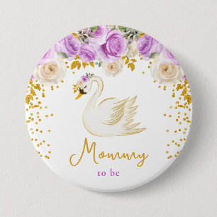 Schwan Purpur- und Goldrosen werdende Mommy Button