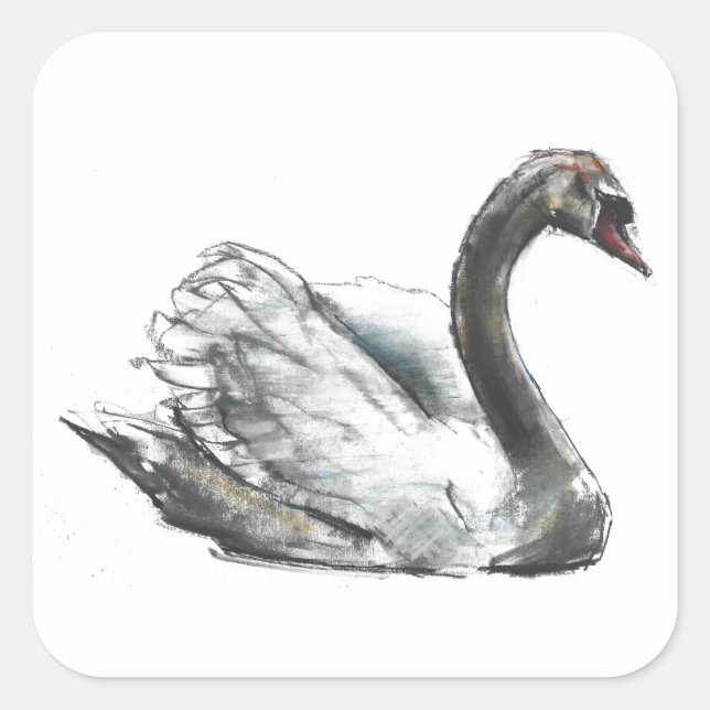 Schwan Quadratischer Aufkleber (Vorderseite)