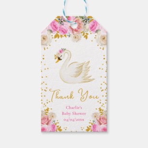 Schwan Rosa Gold Rosen Baby Shower Danke Geschenkanhänger