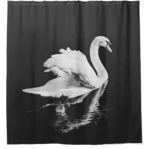 Schwan schwarz und weiß duschvorhang