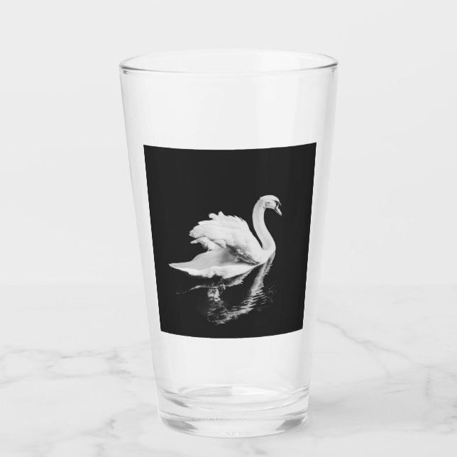 Schwan schwarz und weiß glas (Vorderseite)