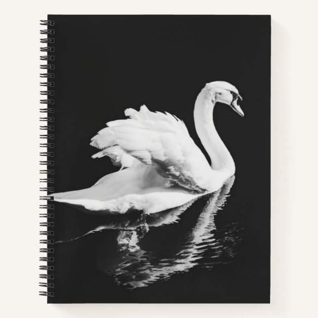 Schwan schwarz und weiß notizbuch (Vorderseite)
