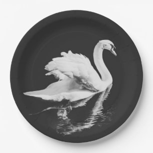 Schwan schwarz und weiß pappteller