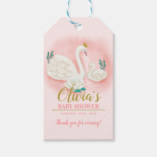 Schwan-Teich-Goldrosa-Babyparty danken Ihnen Geschenkanhänger