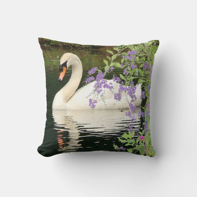 Schwan u. Blumen-Kissen Kissen (Vorderseite)