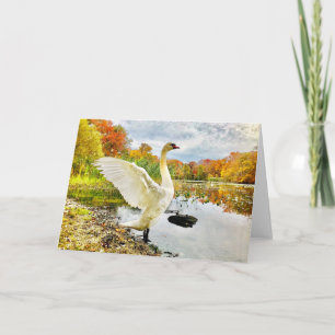 Schwan und Fall Grußkarte leer Karte