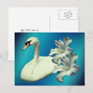 Schwan und Hibiskusblüten-Natur-Personalized Postkarte