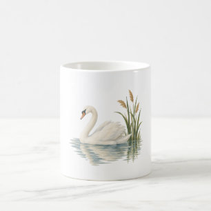 Schwan unter Teichrohren Kaffeetasse