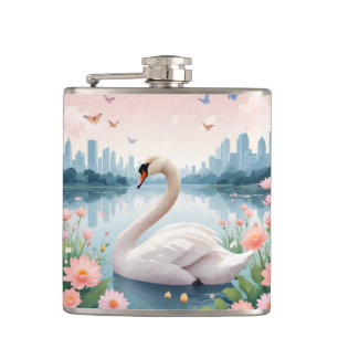 Schwan Vintage Tier Natur Umwelt Dekor Stadt Flachmann