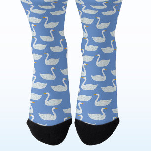 Schwan-Vogel-Muster Blau Socken