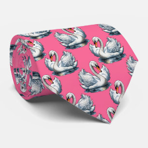 Schwan-Vögel Musterdesign auf Blau  Krawatte