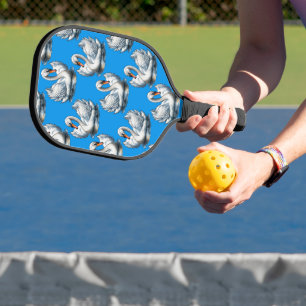 Schwan-Vögel Musterdesign auf Blau Pickleball Schläger
