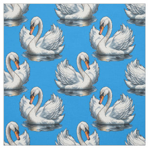 Schwan-Vögel Musterdesign auf Blau  Stoff