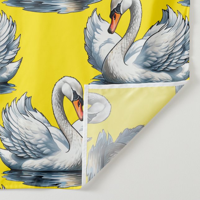 Schwan-Vögel Musterdesign auf Gelb  Stoff (Von Creator hochgeladen)