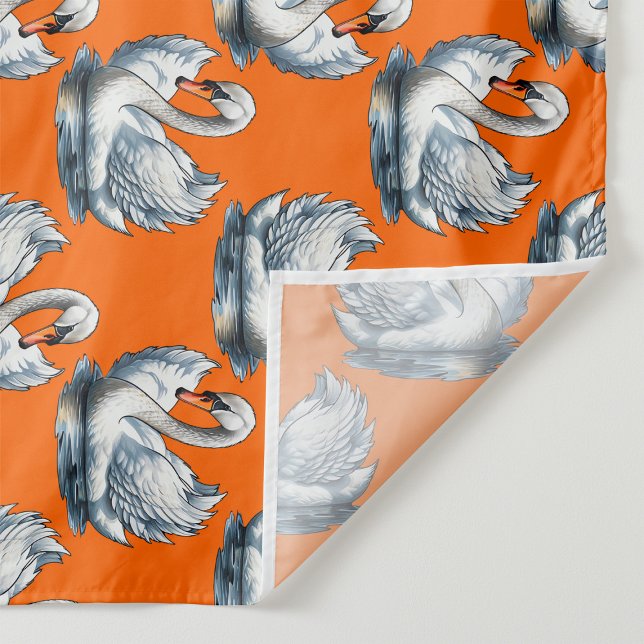 Schwan-Vogel-Musterdesign auf Orange Stoff (Von Creator hochgeladen)
