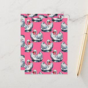 Schwan-Vögel Musterdesign auf Rosa Postkarte