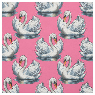 Schwan-Vögel Musterdesign auf Rosa Stoff