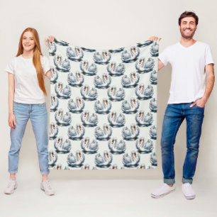 Schwan-Vögel Musterdesign auf Weiß Fleecedecke