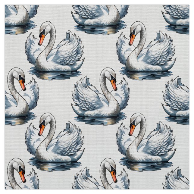 Schwan-Vögel Musterdesign auf Weiß Stoff (Muster)