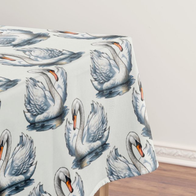 Schwan-Vögel Musterdesign auf Weiß Tischdecke (Von Creator hochgeladen)