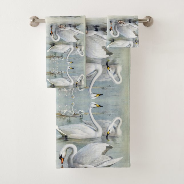 Schwan-Vögelcygnet-Tier-Tier-Bad-Tücher Badhandtuch Set (Insitu)