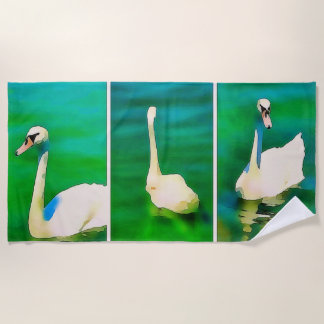 Schwäne am Balaton – Triptychon Strandtuch