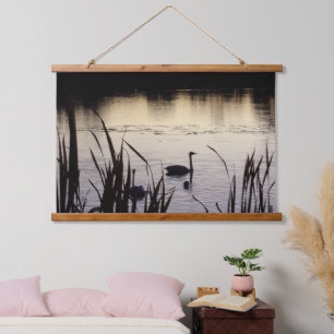 Schwäne an der Decke-Holzklappwand Wandteppich Mit Holzrahmen