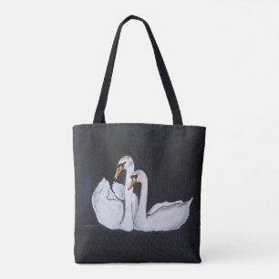 Schwäne bei Nacht Gemälde von Alfred Fox Tasche