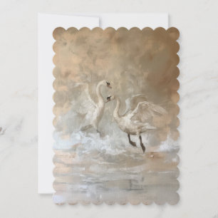 Schwäne - Flache Einladung Größe: 12,7 cm x 17,8 c