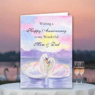 Schwäne für Mama und Papa Herzlichen Hochzeitstag Karte