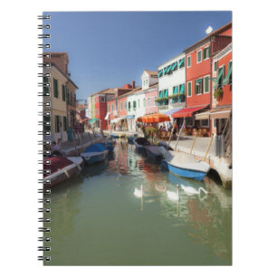 Schwäne im Kanal, Burano-Insel, Venedig, Italien Notizblock