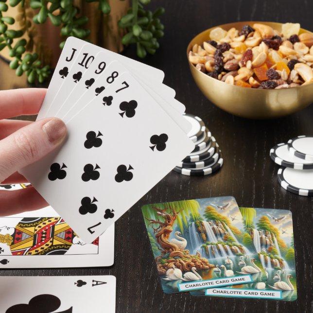 Schwäne im Seefalloase Monogram Go Fish Game Spielkarten (In Situ)