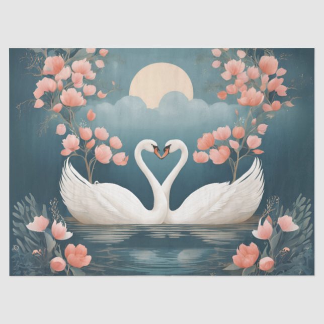 Schwäne in der Liebe Seidenpapier (Vorderseite)