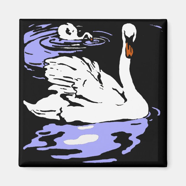 Schwäne von viktorianischen Holzschnitztieren Magnet (Vorne)