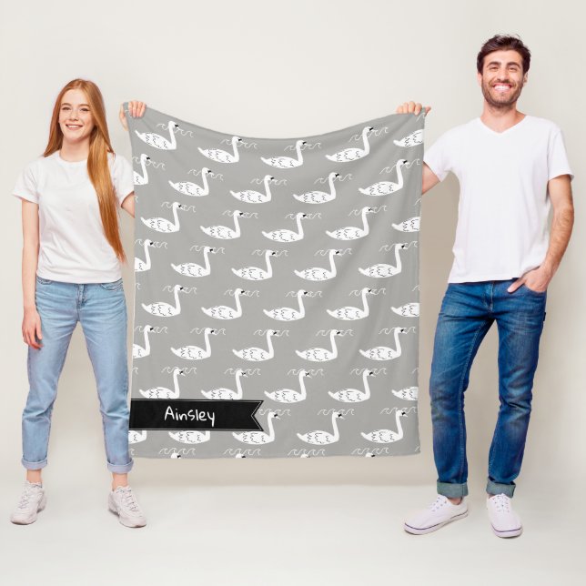 Schwäne & Waves | PERSONALISIERT Fleecedecke (Beispiel)